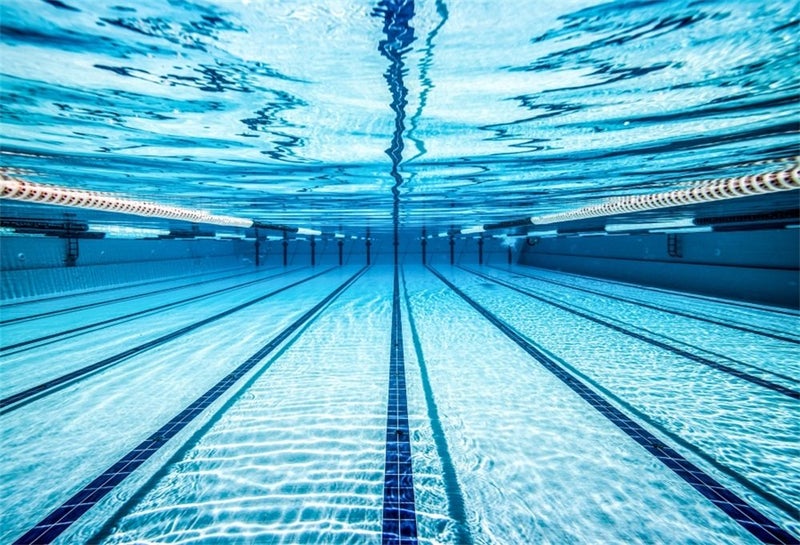 LFEEY 7x5ft Blue Swimming Pool Photography Backdrop Sports Theme Fitness Swim Competition Exercise Photo Background Men Boys Girls Adults Photo Studio Props Swimming Pool Backyard Photo Backdrop - Image 1